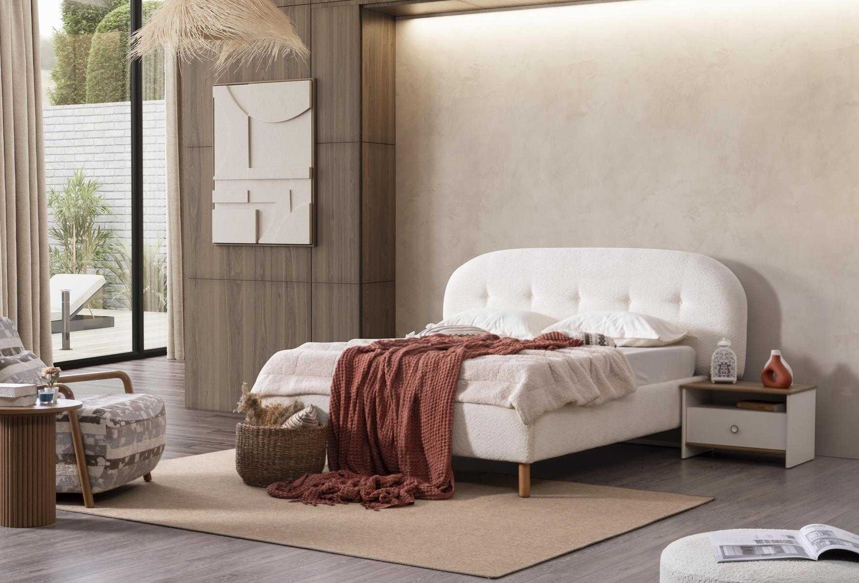 Bett Nachttisch Schlafzimmer Stil modern Farbe weiß neu Holz bequem