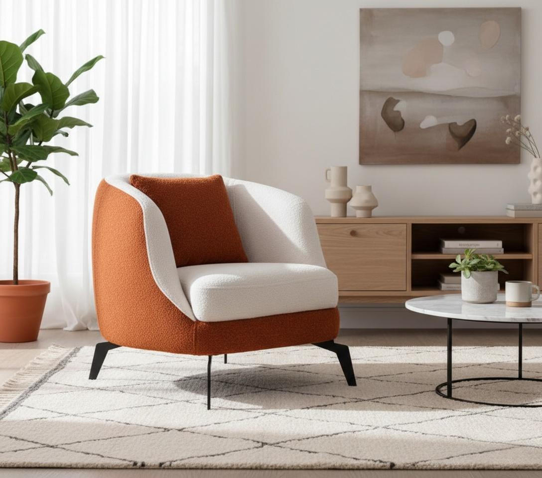 Sessel Orange Modern Wohnzimmer Elegant Polstermöbel Polstersessel