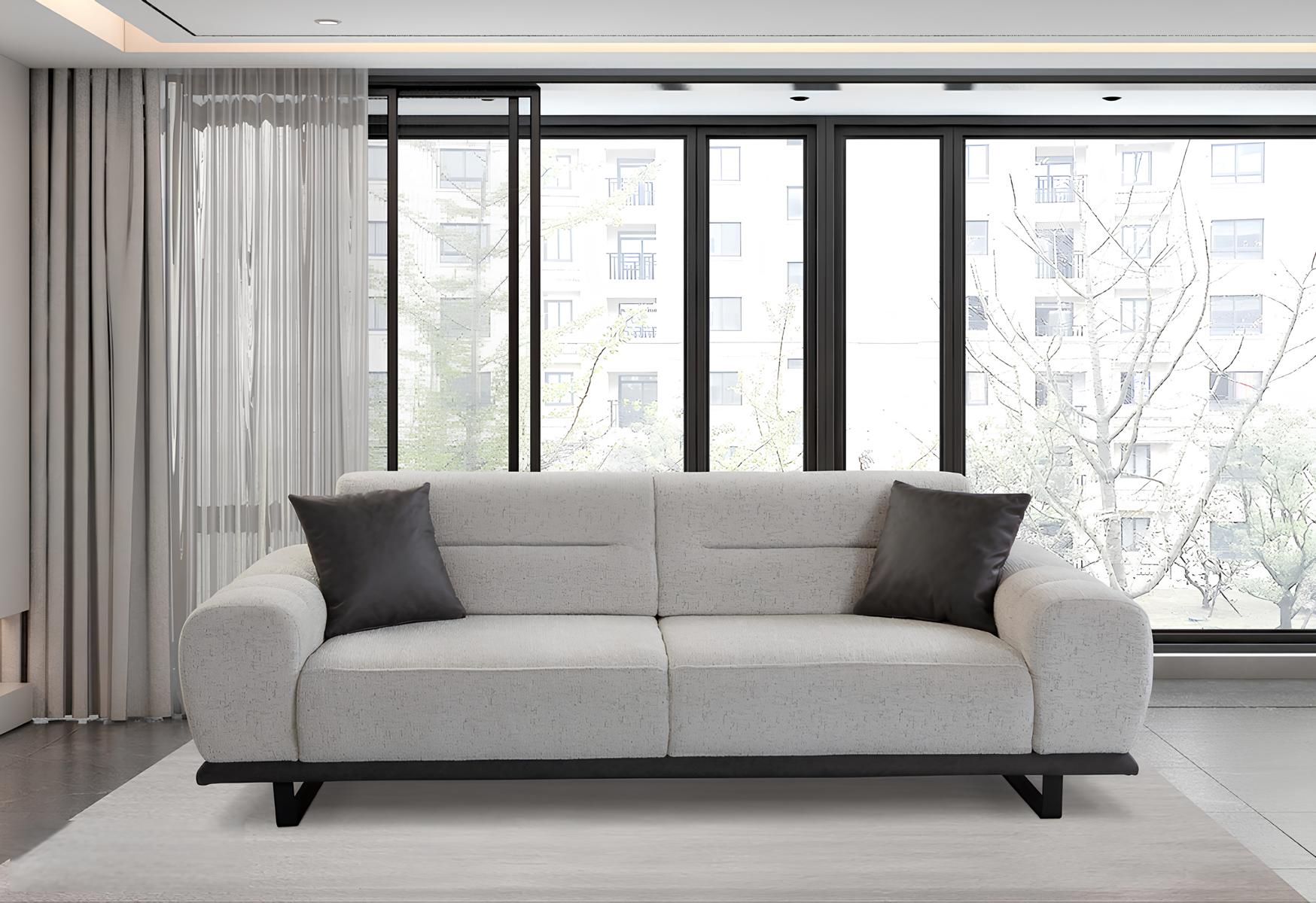 Modernes graues Sofa 3-Sitzer mit bequemen Kissen und Metallrahmen