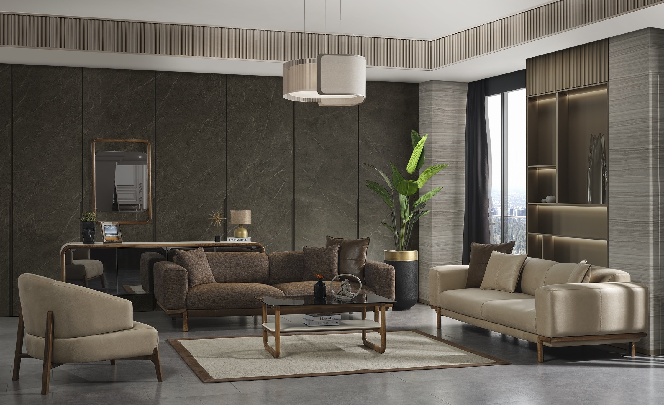 Modernes Wohnzimmer-Set mit 3+3+1 Sitzern im stilvollen Design