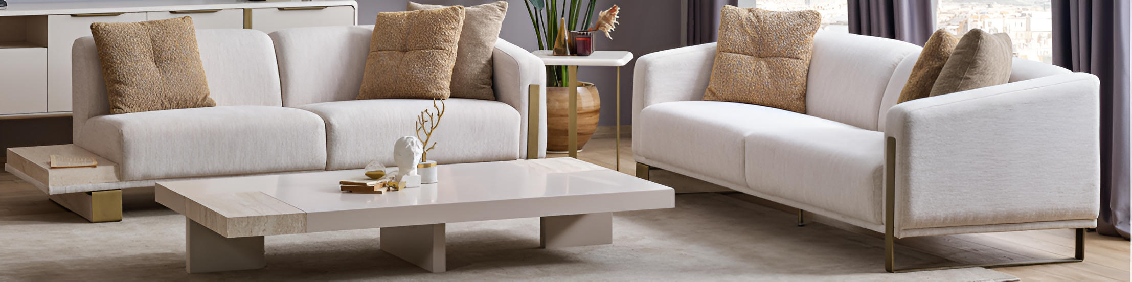 Modernes Wohnzimmer Set 2 Sofas Couchtisch Beistelltisch