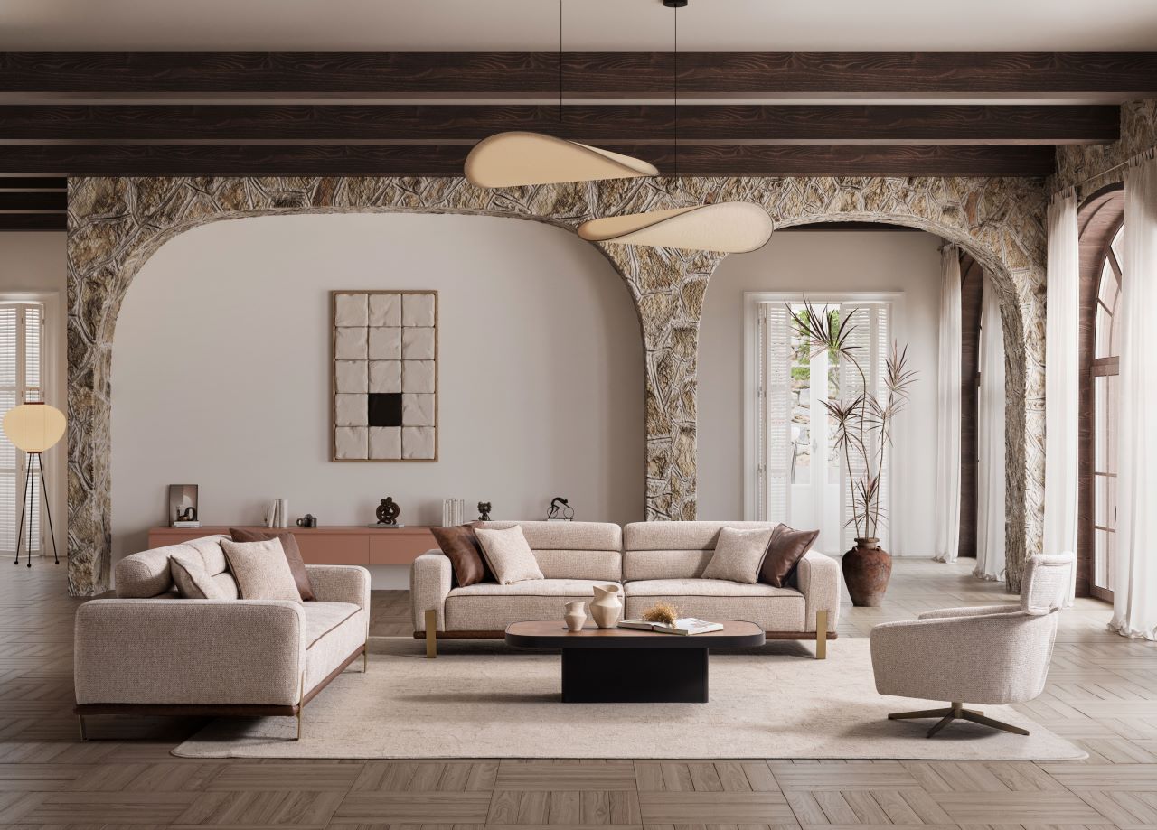 Modernes Wohnzimmer-Set mit 3+3+1 Sitzern im stilvollen Design