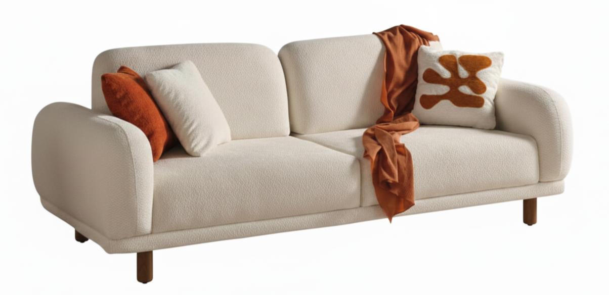 3-Sitzer Sofa Moderner Stil Beiger Farbe Weiches Sofa Holzrahmen