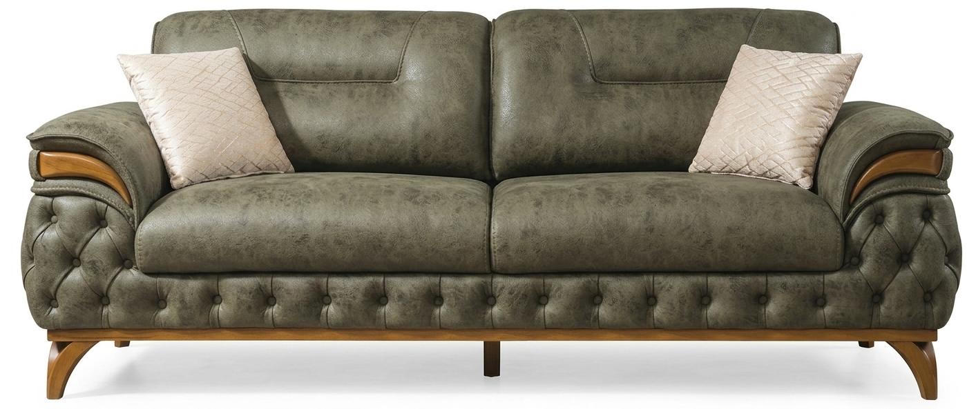 3-Sitzer-Sofa Grün Moderner Stil Weiche Armlehnen Ausklappbar Neu