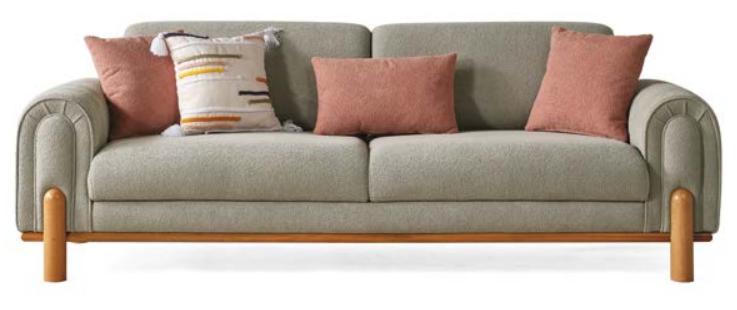3-Sitzer-Sofa Grau Farbe Moderner Stil Weiche Armlehnen Holzrahmen Neu