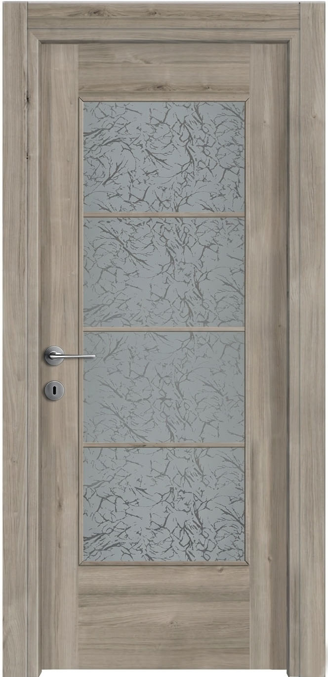 Design-Zimmertür in Hellbraun moderne MDF-Tür mit Glas komplette Tür
