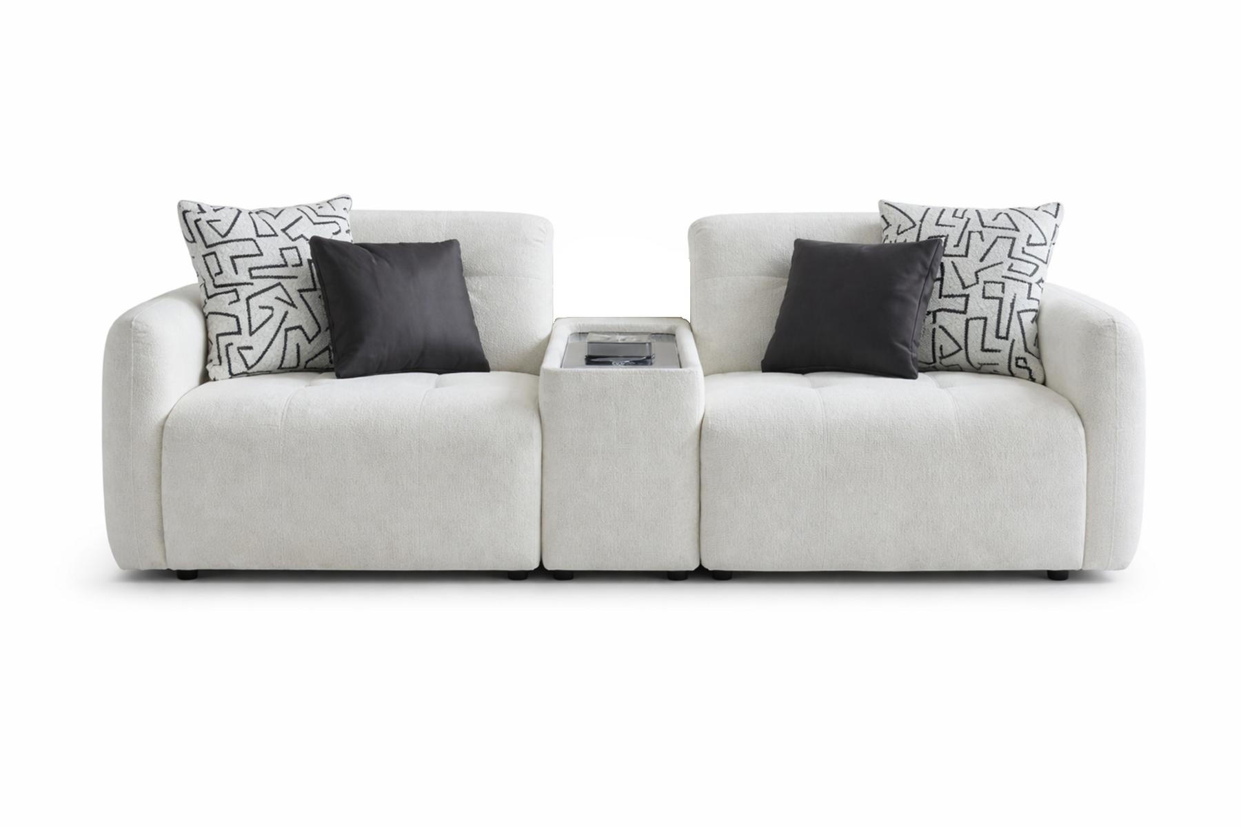 Sofa Weiß Farbe Moderner Stil Holzrahmen Modulsofa Weiche Armlehne Neu