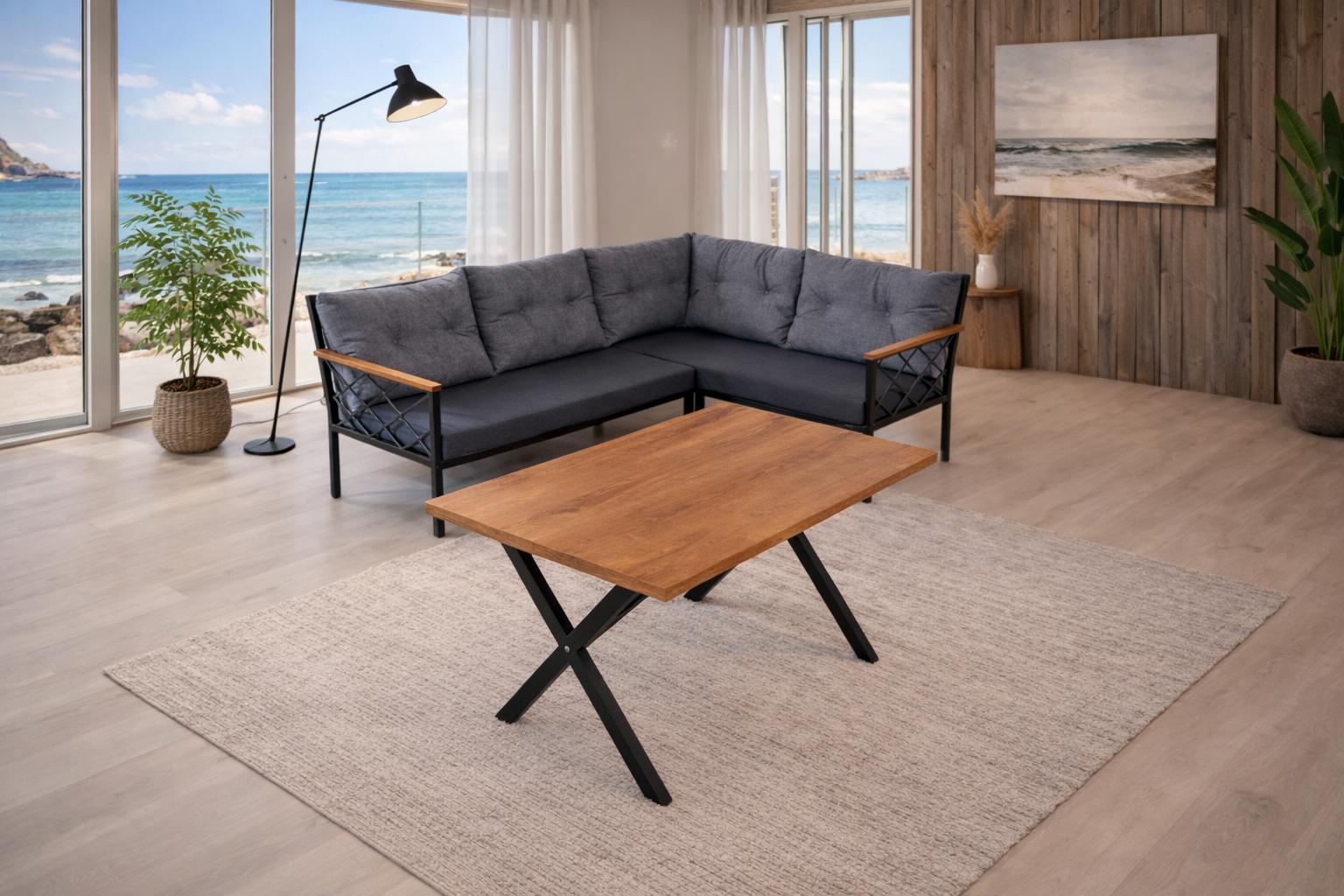 Tisch Ecksofa Esszimmer Stil modern Farbe braun grau kompakt vielseitig