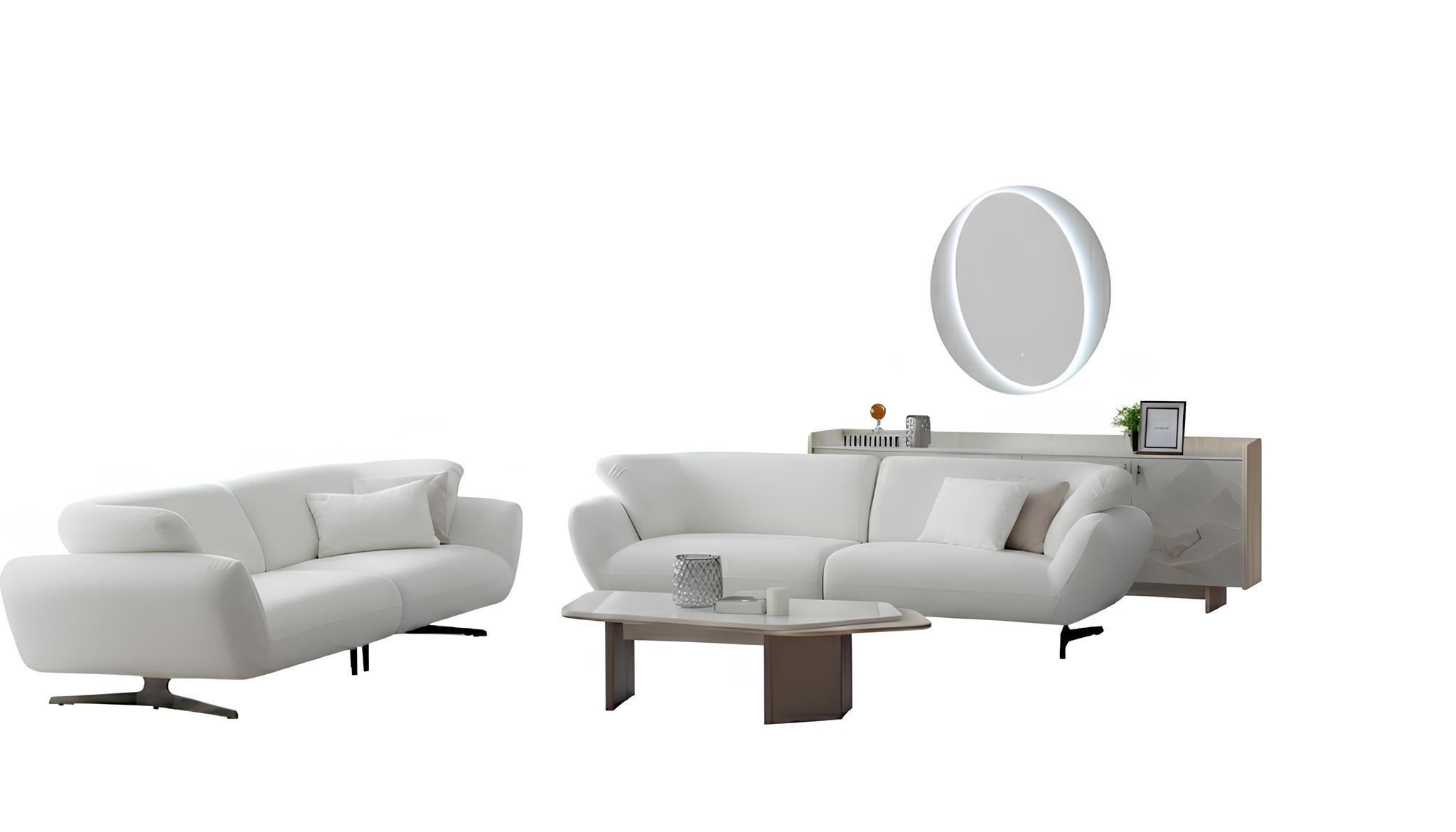 Wohnzimmer-Set Sofa Unterer Block Couchtisch Moderner Stil Weiße Farbe