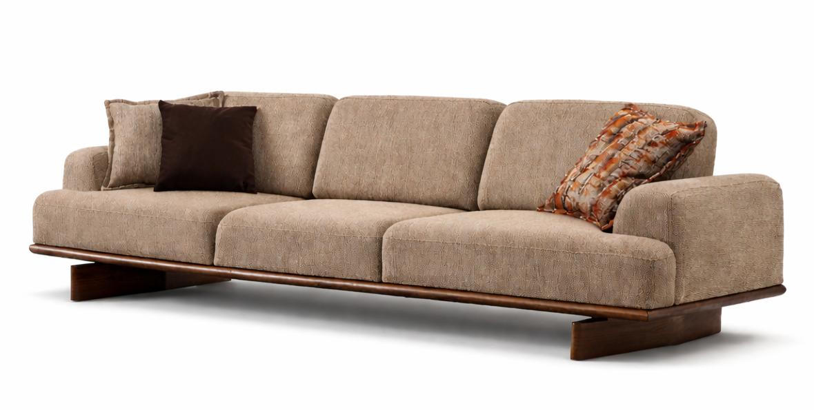 4-Sitzer Sofa Modernes Design Beige Farbe Weicher Sofa Holzrahmen