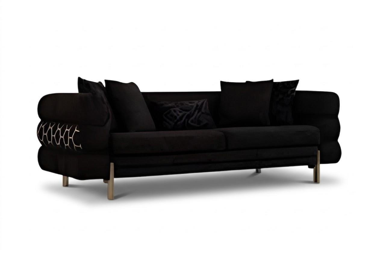 Modernes 4-Sitzer Sofa in Schwarz & Gold