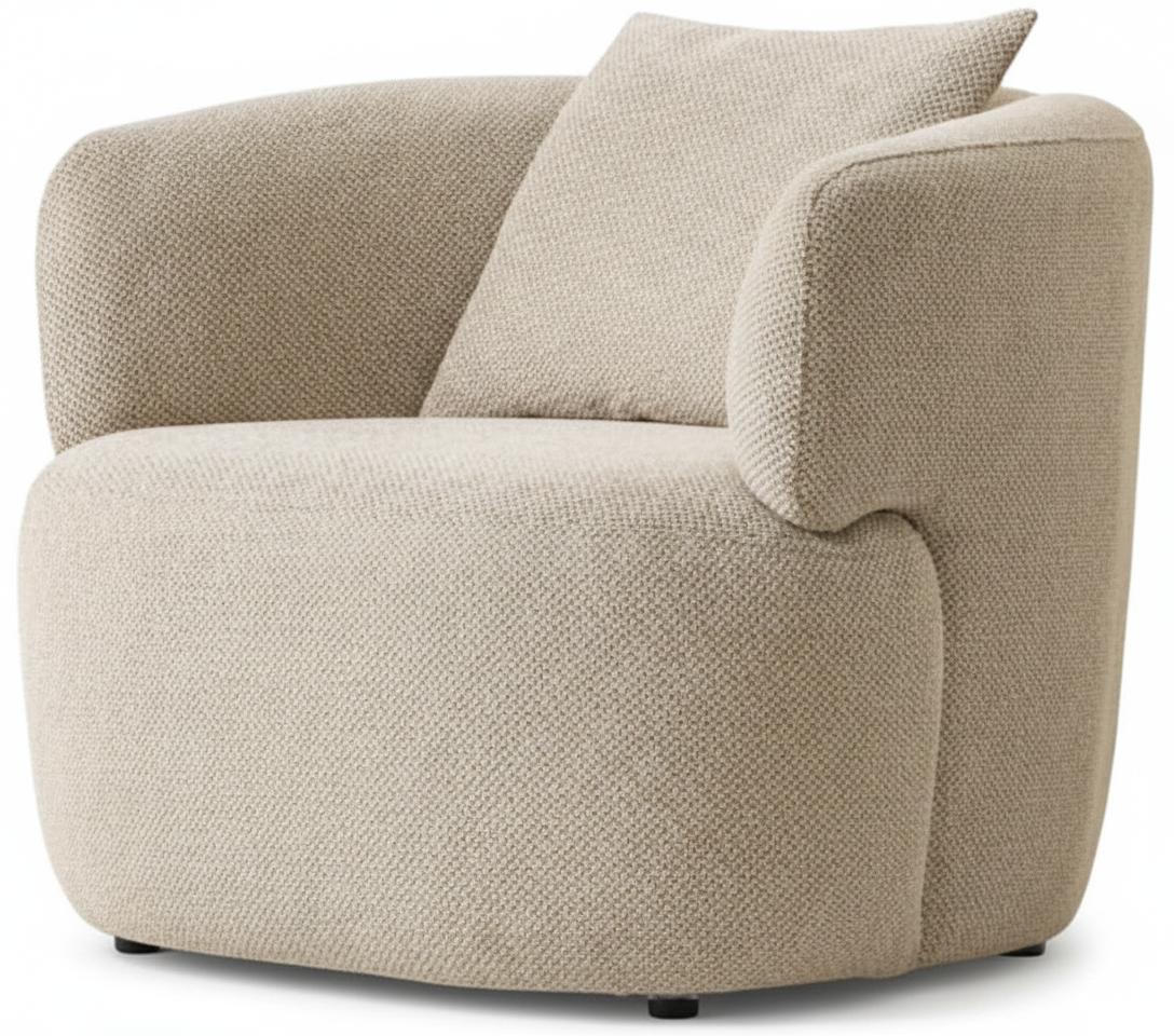 Sessel Moderner Stil Beige Holzrahmen Elegantes Design Polstersessel
