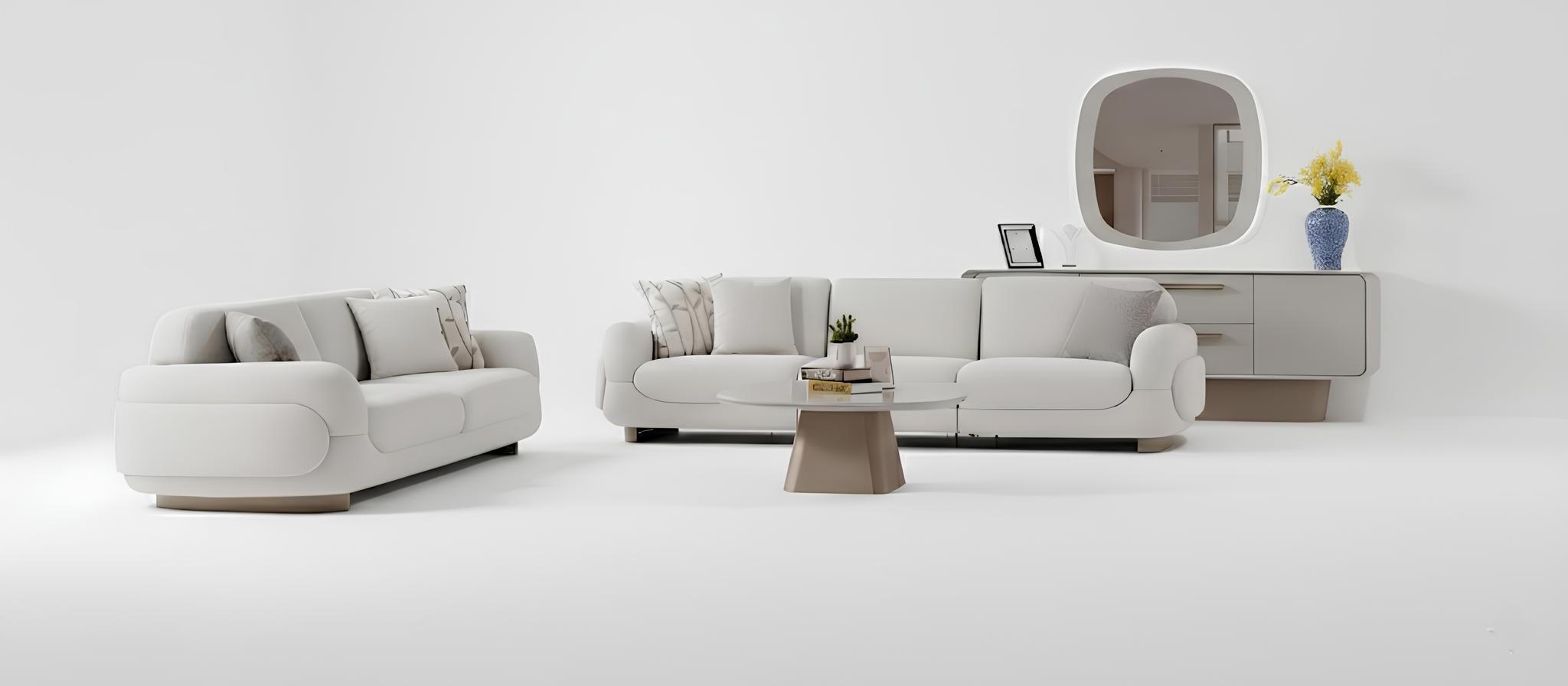 Wohnzimmer-Set Sofa Unterer Block Oberer Block Couchtisch Weiß Farbe