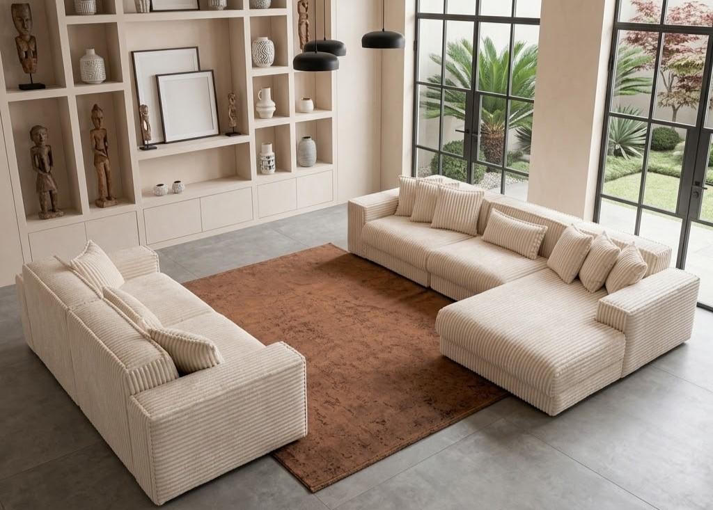 Wohnzimmermöbel Moderner Stil Weiß Holzgestell Entspannend Komfortable