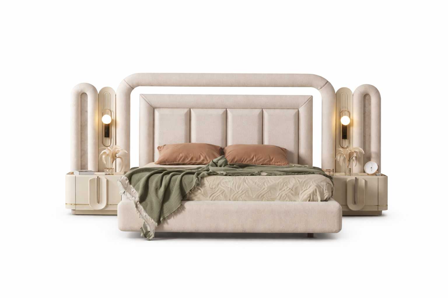 Modernes Bett mit 2x Nachttische Schlafzimmer Set Stilvolles Design