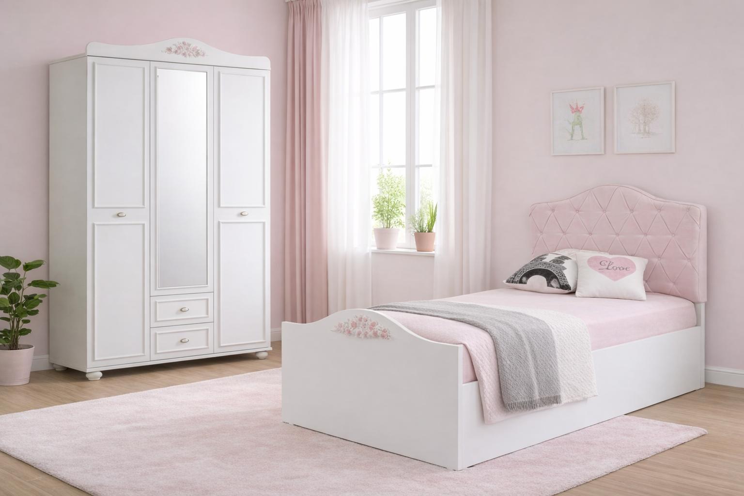 Modernes Schlafzimmer-Set mit Bett und Kleiderschrank