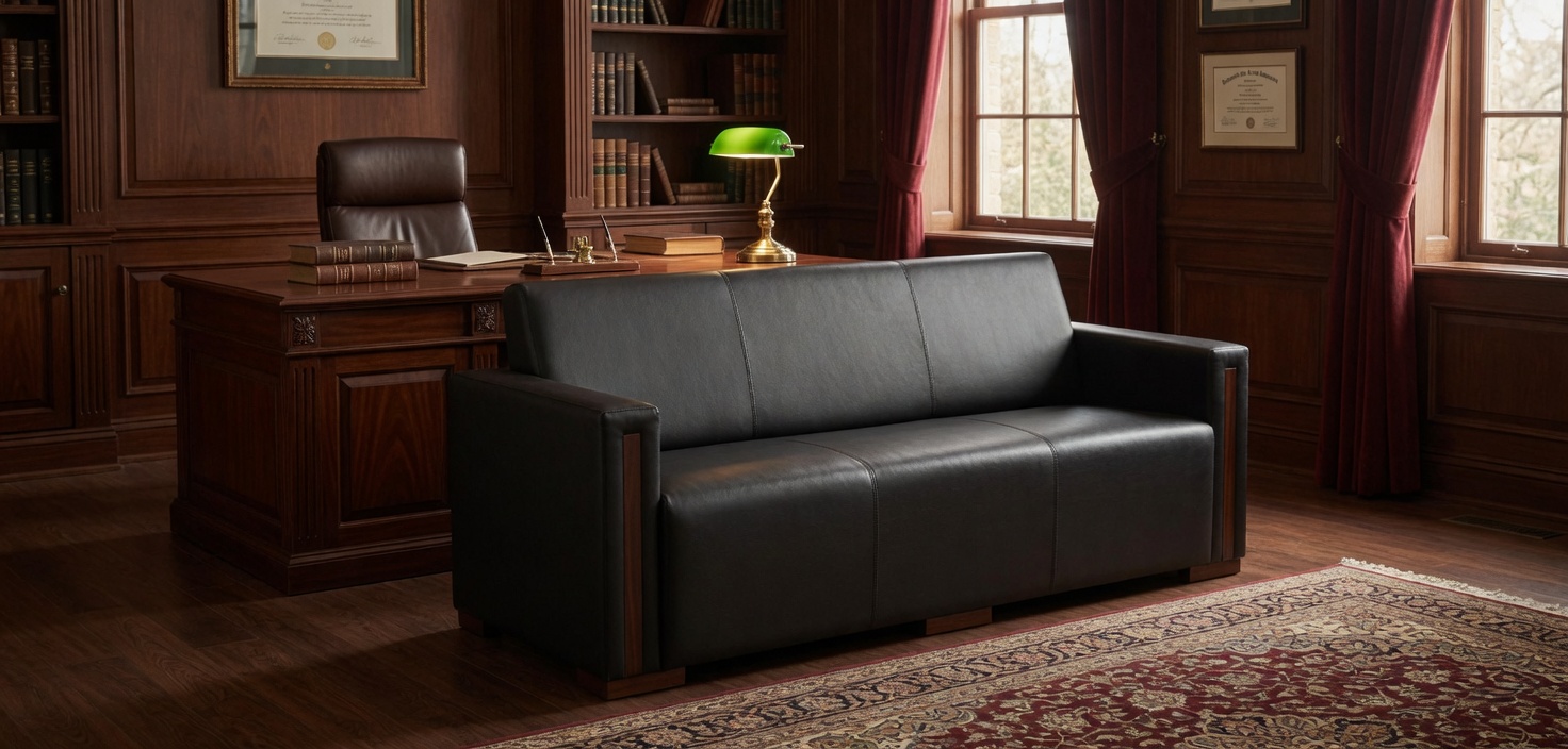 Komfortables 4-Sitzer Sofa in Schwarz mit Holzrahmen und klarer Linienführung
