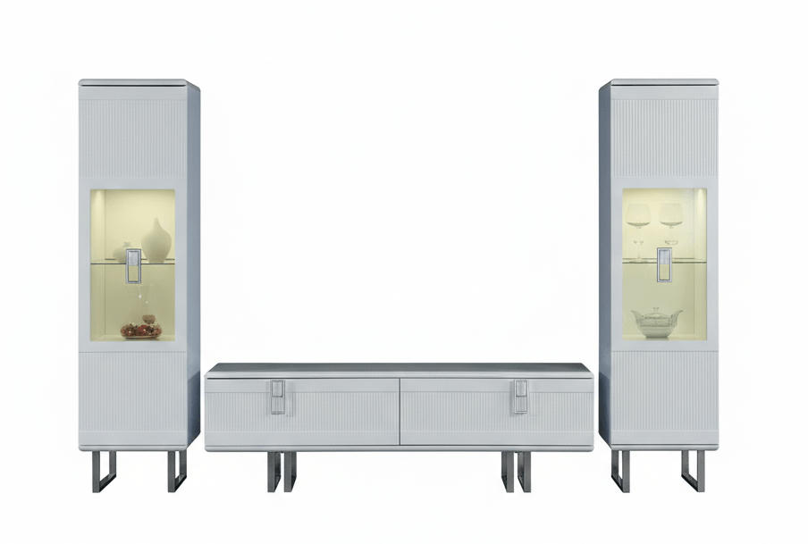 Elegantes 3-teiliges Wohnzimmer-Set mit TV-Lowboard und 2 Vitrinen