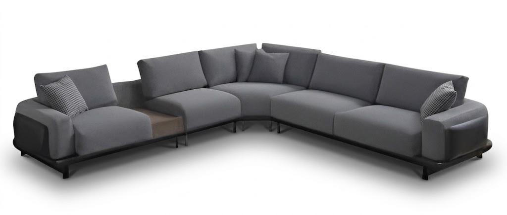 Modernes Ecksofa L-Form Grau XXL Design Couch mit Kissen