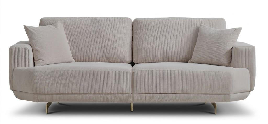 Modernes 3-Sitzer Sofa Beige Elegante Couch in Cord-Optik
