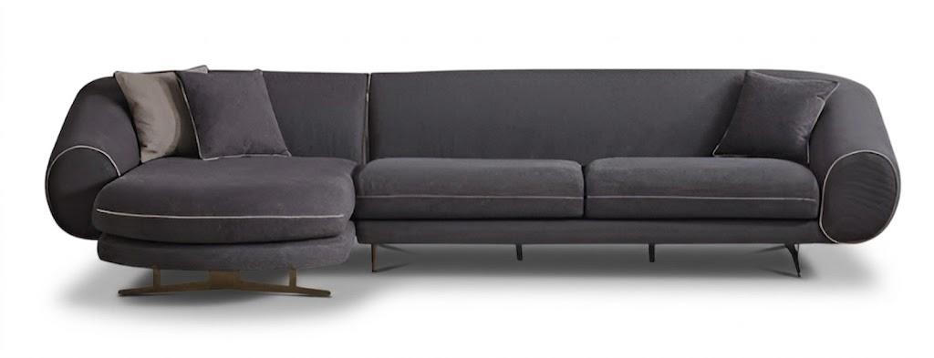 Modernes Ecksofa Dunkelgrau Luxus L-Form Couch mit Design