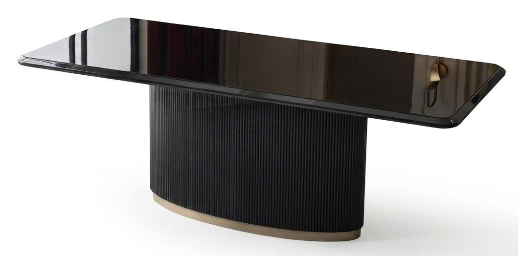 Stilvoller schwarzer Esstisch rechteckiger Tisch glänzendes Design Esszimmer