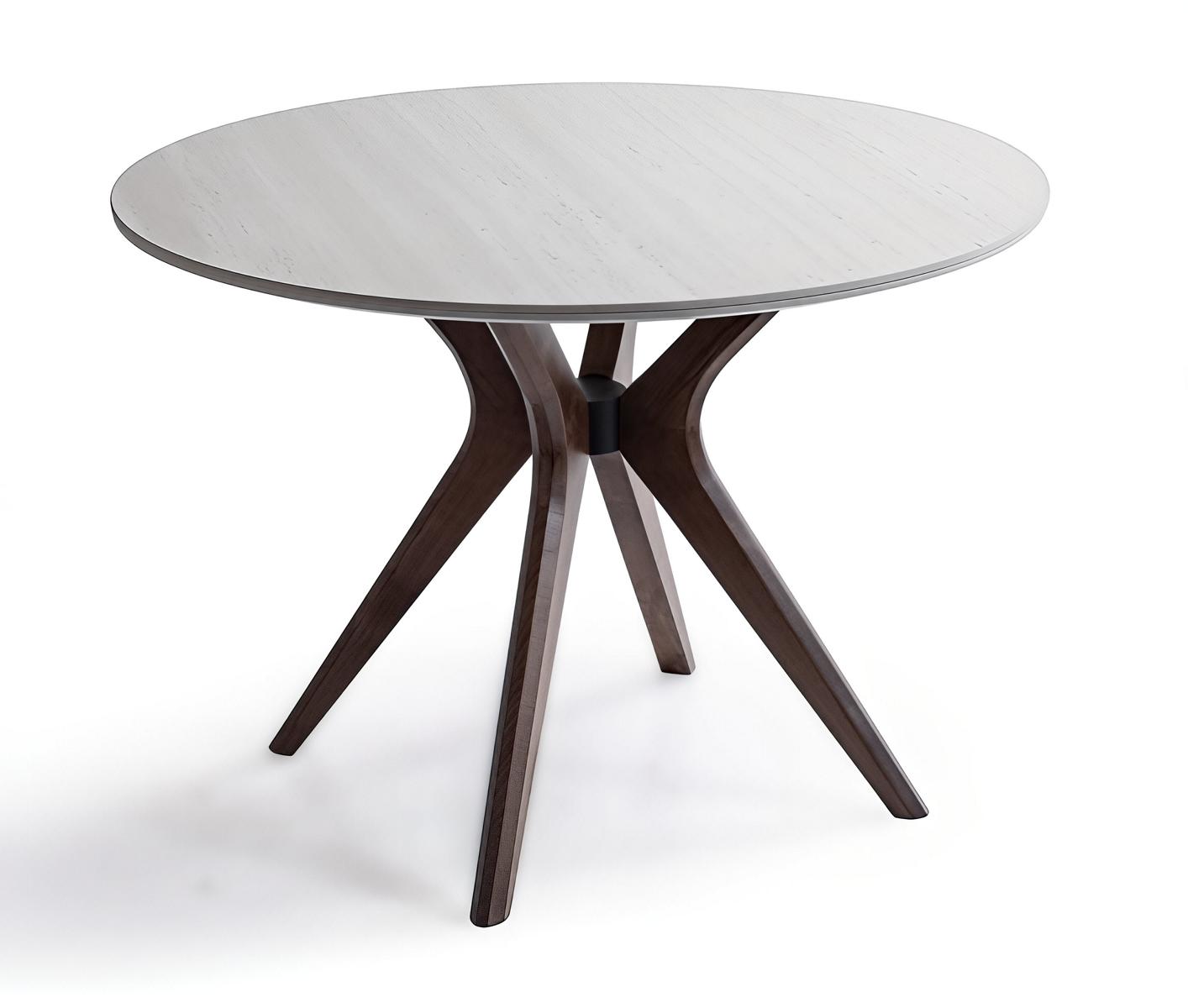 Tisch Rund Modern Weiß Braun Holz Edel Design Küchentisch Stilvoll