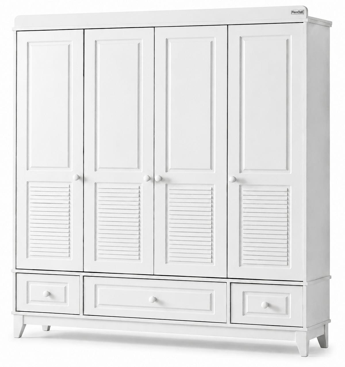 Eleganter Weißer Kleiderschrank mit Viel Stauraum für Kinderzimmer
