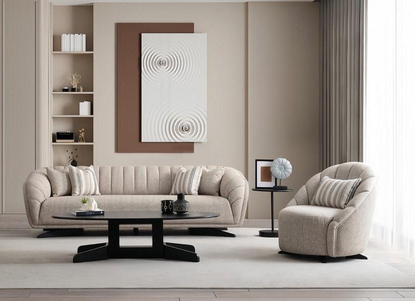 Modernes Wohnzimmer Set Beige Elegant Designer Lounge Möbel Sofa Neu