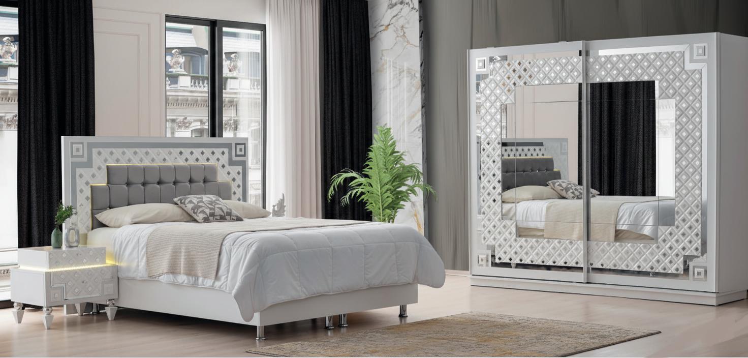 Elegante Schlafzimmer Garnitur Bett 2x Nachtkonsolen Frisiertisch