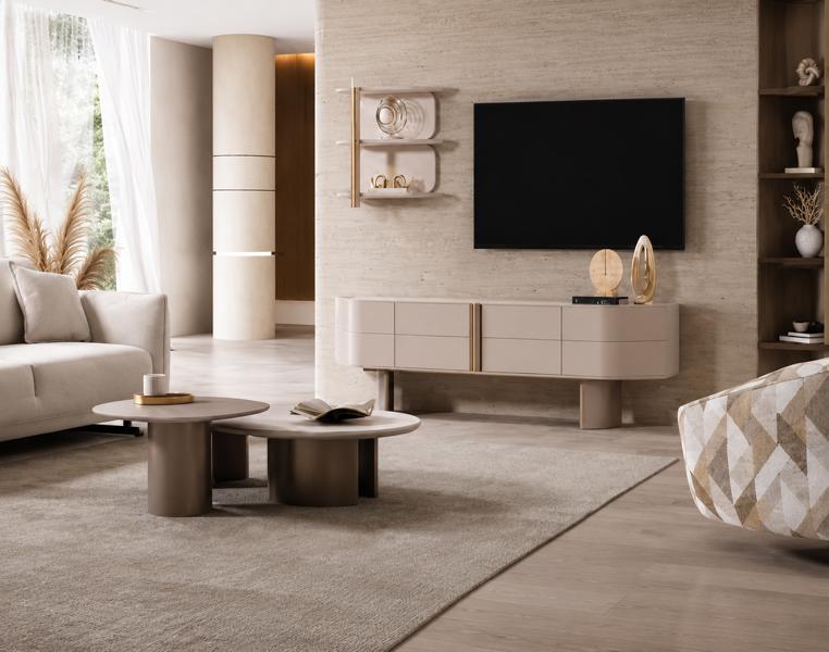 TV-Möbel Regal Beistelltisch Beige moderner Stil neu