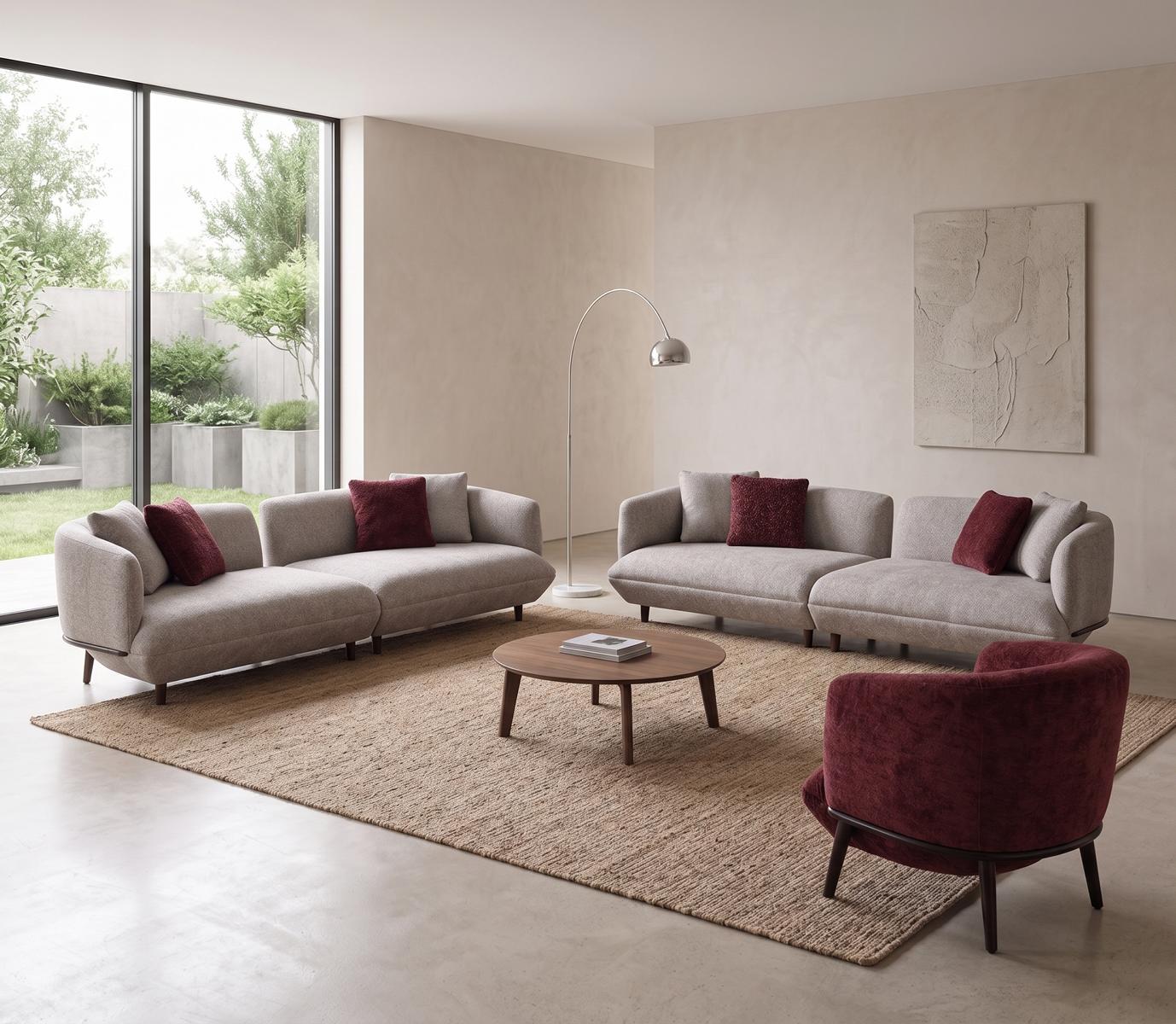 Hellgraue Wohnzimmer Polstergarnitur Edle Sofas Loungesessel 3tlg