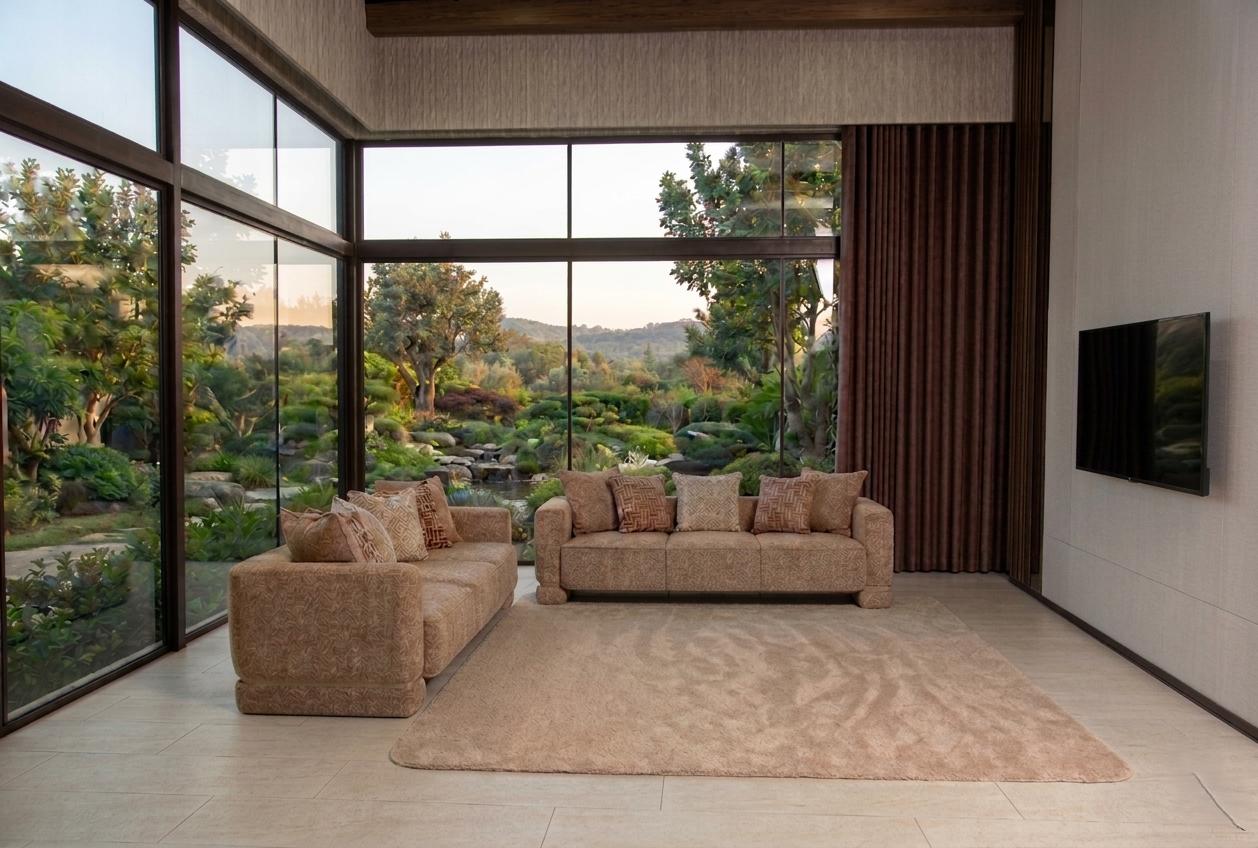 Elegantes Designer Sofa Beige Wohnlich Stilvoll Komfort Modern Design