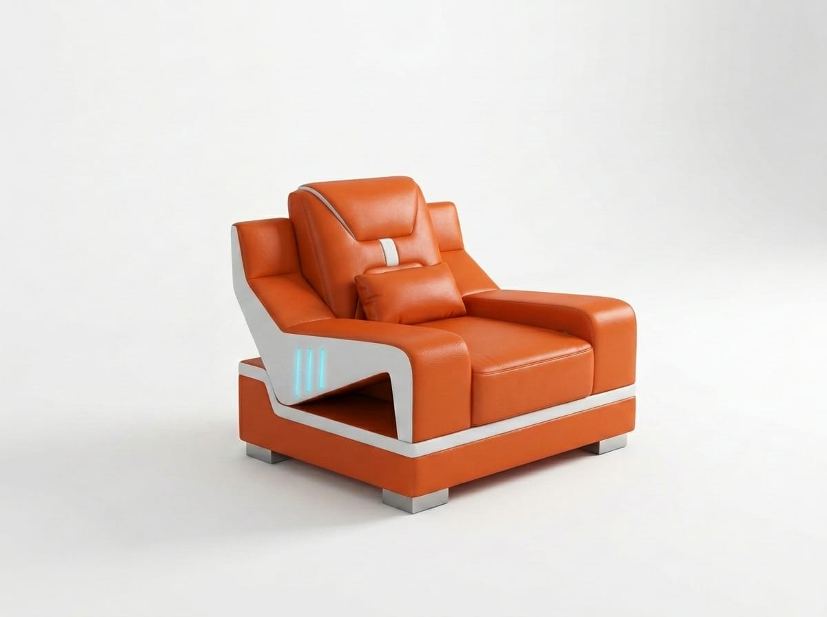 Moderner Sessel Orange LED Luxus Designsessel Lounge Relaxsessel Neu