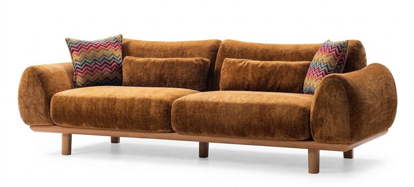 3-Sitzer-Sofa bequem weich geräumig moderner Stil braun