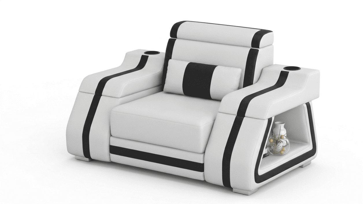 Sessel Weiß Schwarz Modern Wohnzimmer Lounge Design Möbel Elegant *