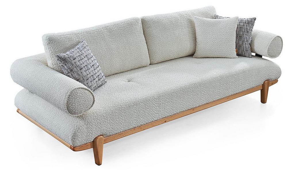 3-Sitzer-Sofa bequem weich geräumig moderner Stil weiß