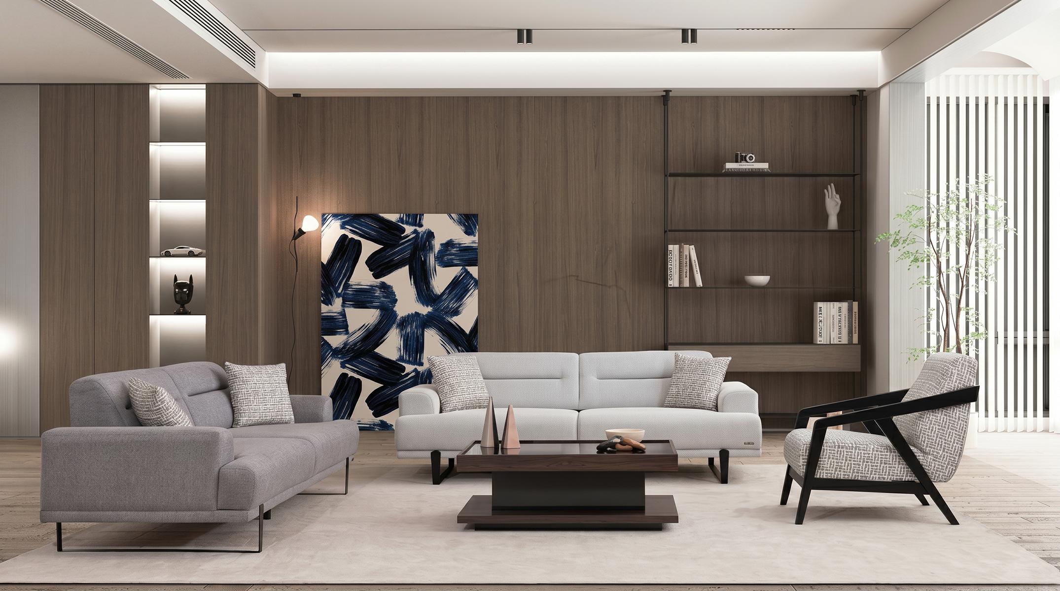 Gemütliches Wohnzimmer-Set mit 3+3+1-Sitzer und hohem Komfort