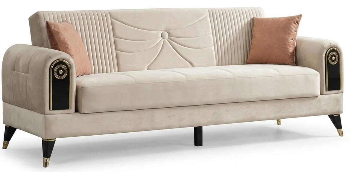 3-Sitzer Sofa Moderner Stil Beige Stilvoll Bequem Gemütlich Schick