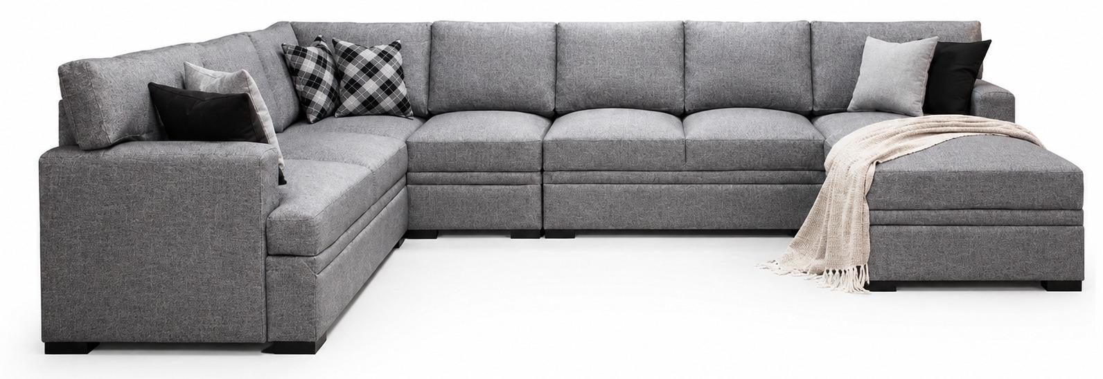 Graues Wohnlandschaft U-Form großes Sofa Wohnzimmer Modern Hochwertig
