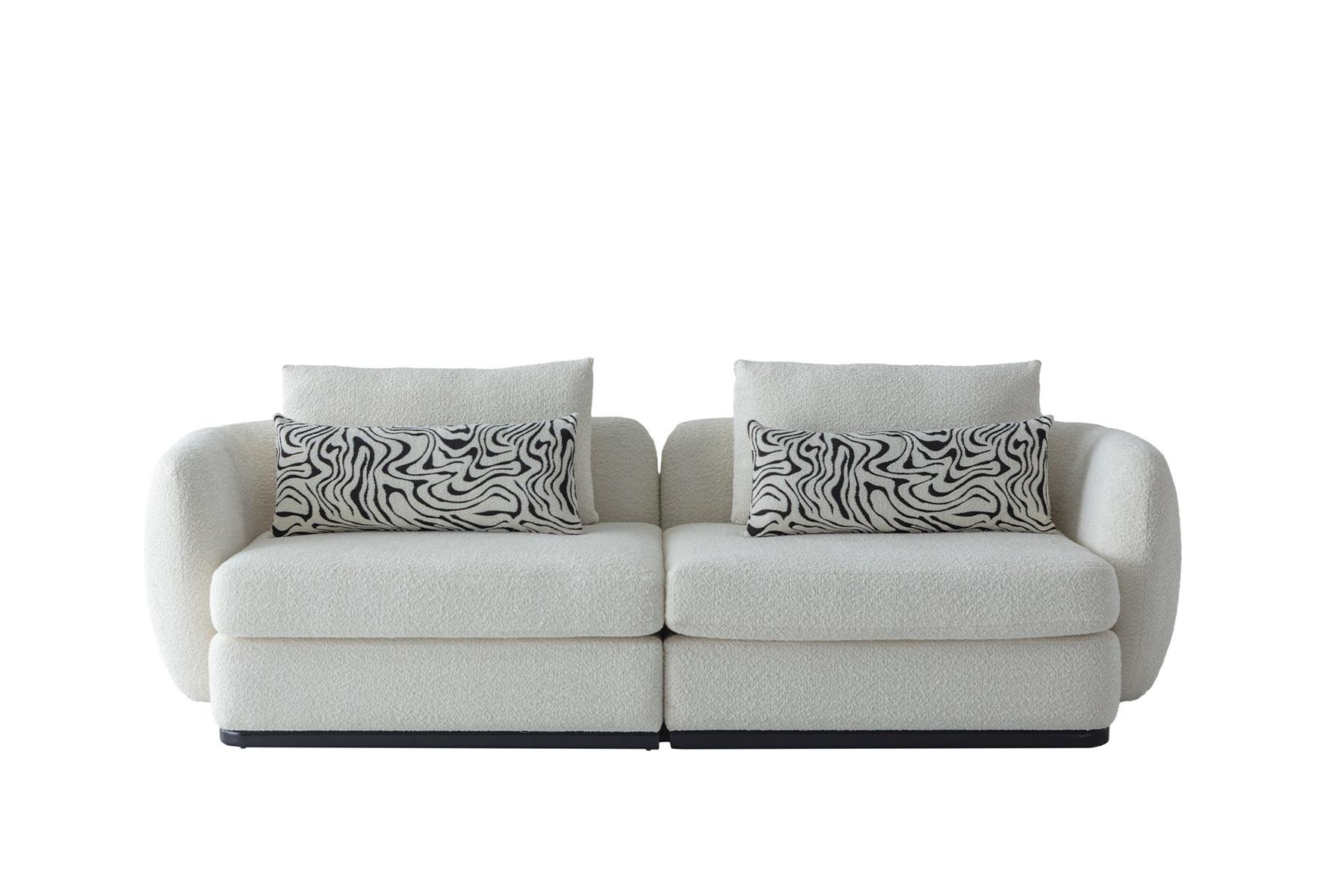 Sofa 3 Sitzer Modern Weiss Creme Luxus Couch Modular Polstersofa