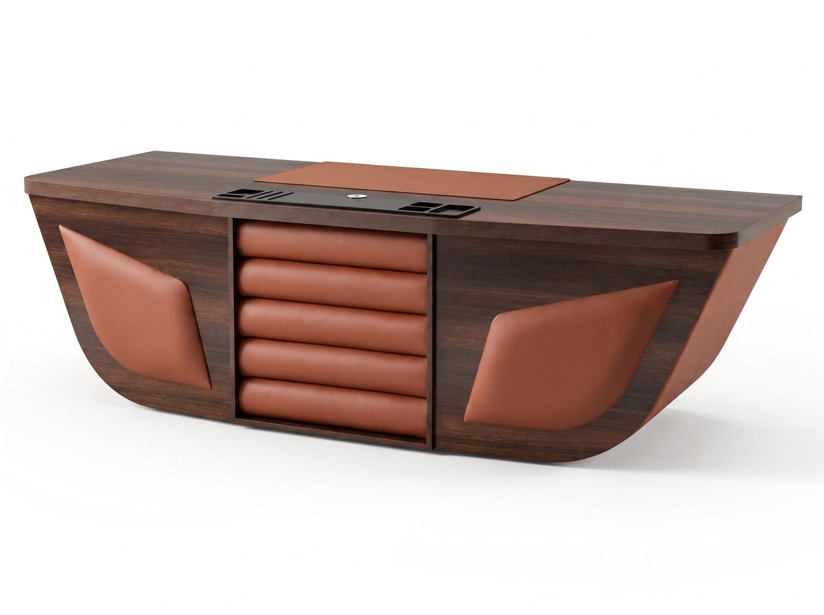 Büroschreibtisch dunkles Holz Modernes Design Premium
