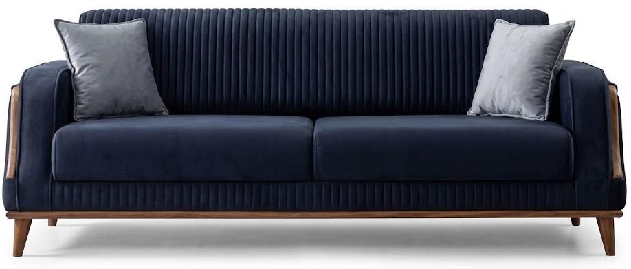 3-Sitzer Sofa Blau modernes Design minimalistisch Hohe Beine Gemütlich