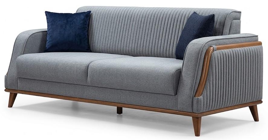 3-Sitzer Sofa Grau modernes Design minimalistisch Hohe Beine Gemütlich