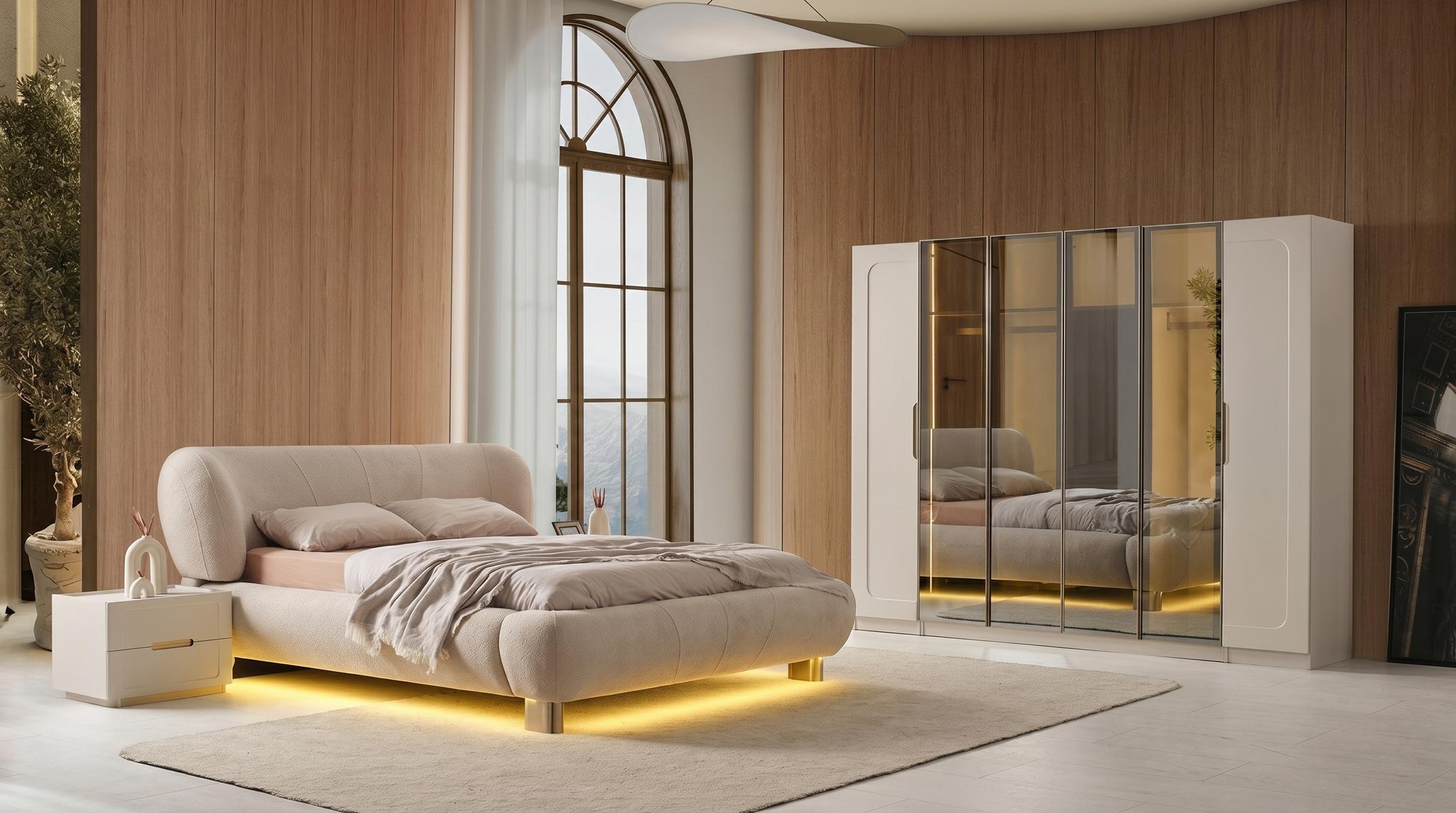 Schlafzimmer set Bett Nachttische Kleiderschrank Stilvoll Komfortabel