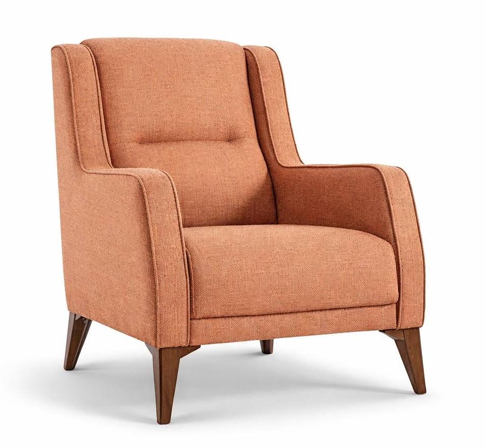 Moderner Sessel orange weich bequem schön stabile Holzbeine robust