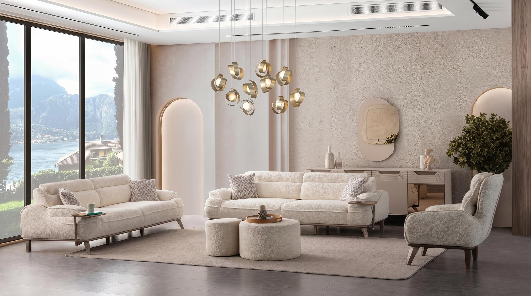 Couchgarnitur Moderner Stil Designermodell Beige Elegante Wohnzimmer