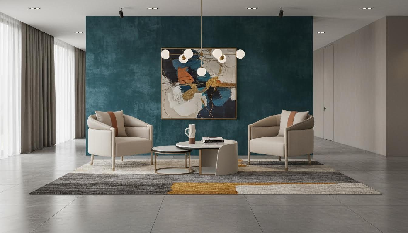 Beige Wohnzimmer Set mit 2 Sesseln Couchtisch und Beistelltisch