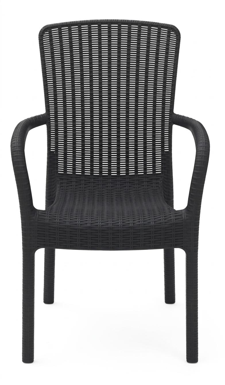Stuhl Rattan Optik Hoher Rückenlehne Schwarz Braun Anthrazit