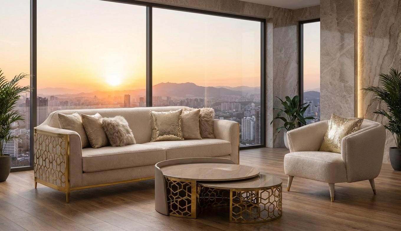 Moderne Wohnzimmer Garnitur mit Sofa Sessel Couchtisch
